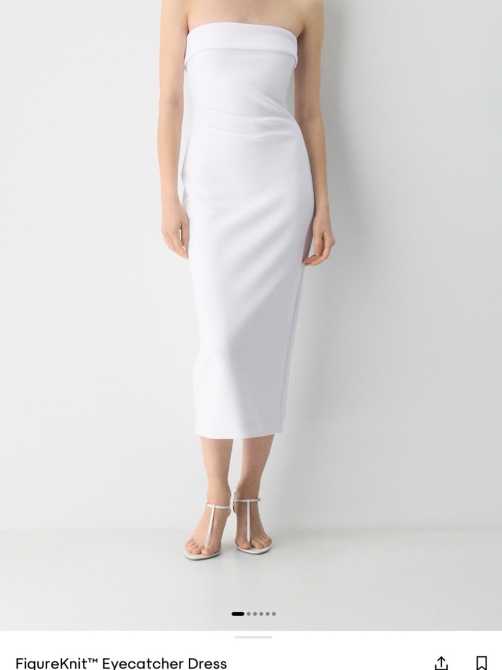 Babaton Strapless White Midi Dress